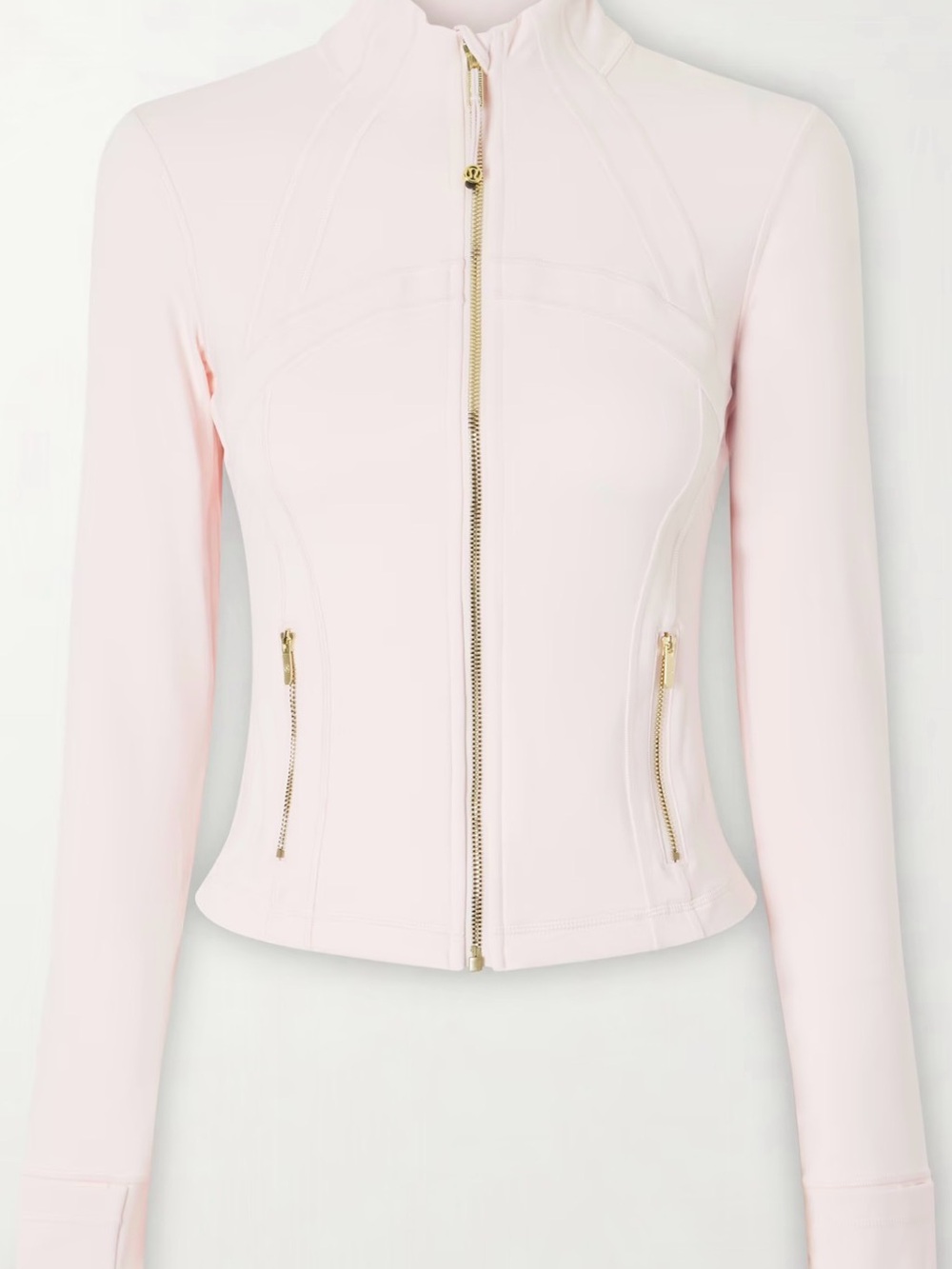 NWOT Lululemon Define Cropped Nulu Jacket Baby Pink Gold Zip Size 10